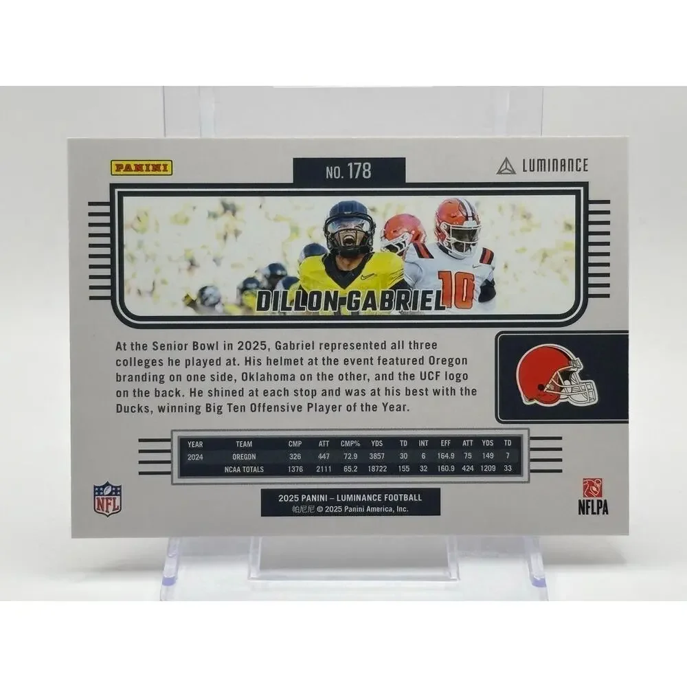 2025 Panini Luminance Dillon Gabriel Rookie Gold Refractor 112/299 SP Browns RC - Picture 2 of 2